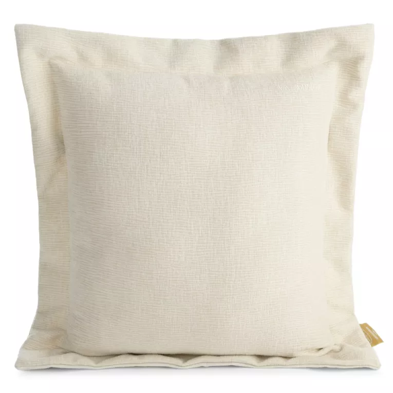Poszewka na poduszkę  55x55 cm z szenilowej tkaniny kremowa o widocznym ozdobnym splocie Eva Minge Elegante