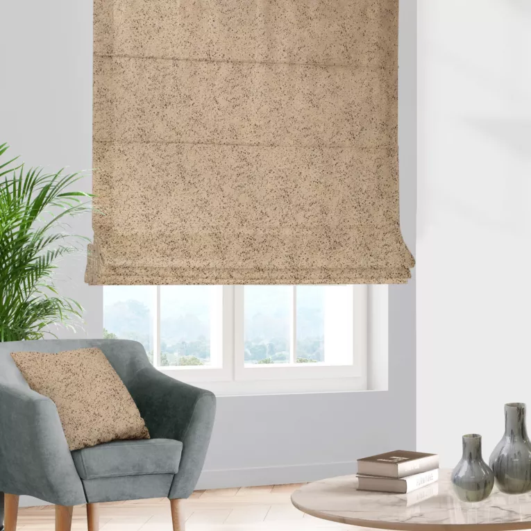 Roleta rzymska STONE beżowa z grubej welwetowej tkaniny w drobny połyskujący wzór