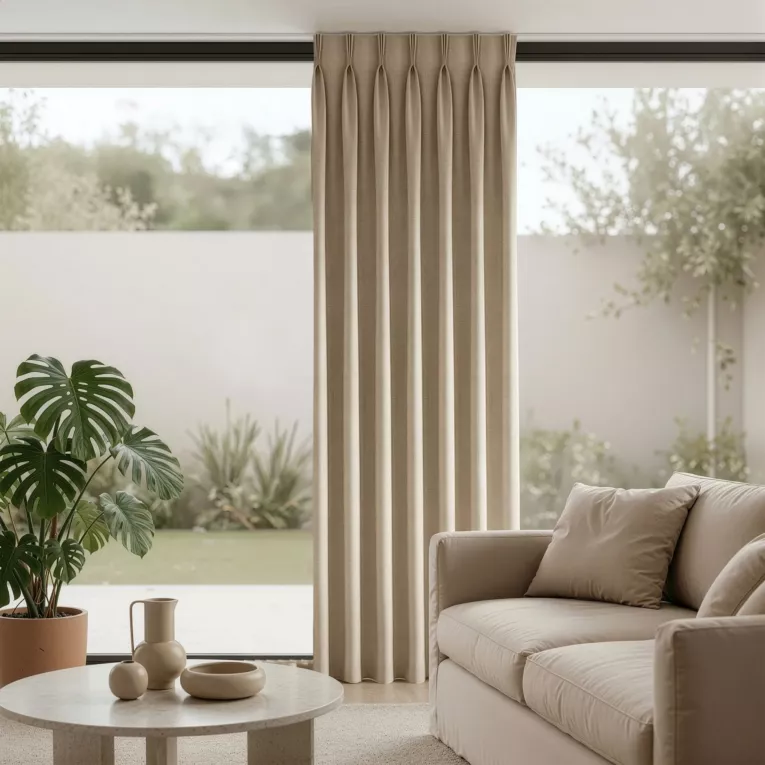 Zasłona beżowa 50x252 cm o naturalnym splocie z efektem melanżu flex 1:2,5