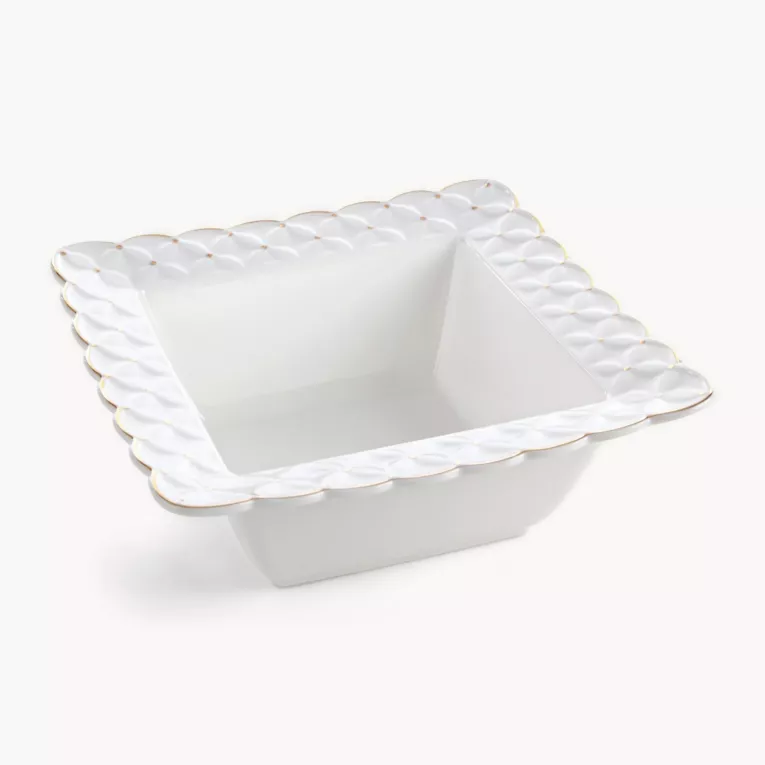 Misa ceramiczna dekoracyjna kremowa z złotymi akcentami 23x23x9 cm BELIA