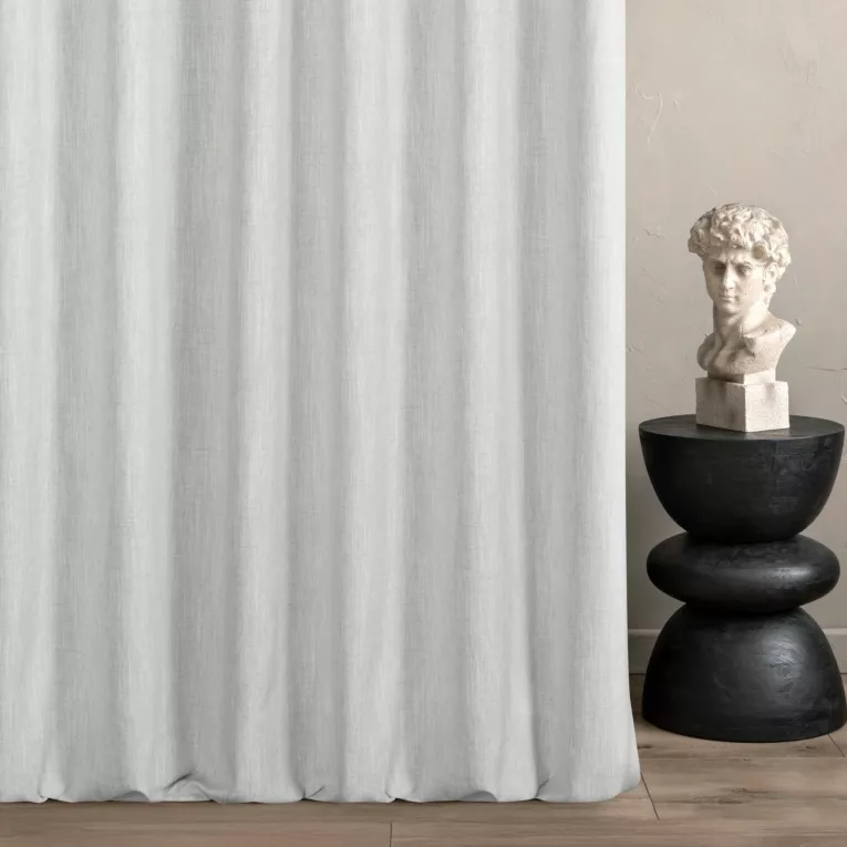 Zasłona szyta na taśmie 5 cm kremowa z tkaniny o naturalnym splocie z efektem melanżu