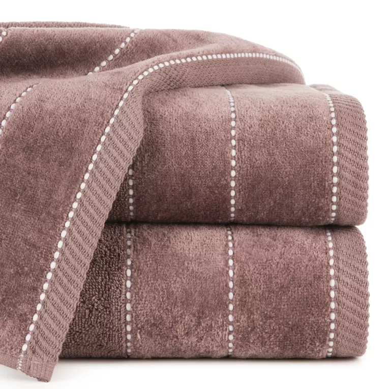Ręcznik kąpielowy 50x90 cm bawełniany kolor ciemnoróżowy z welurową bordiurą 500 g/m2 ELZA
