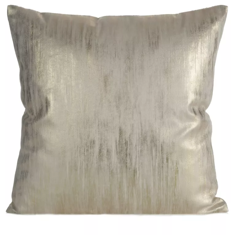 Poszewka na poduszkę 45x45 cm welwetowa kremowo, szampańska zdobiona przecieranym nadrukiem EMILA