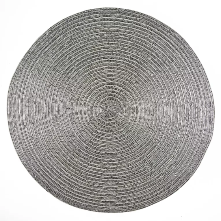 Podkładka okrągła na stół srebrna średnica 38 cm IVA utkana ze srebrnej nici