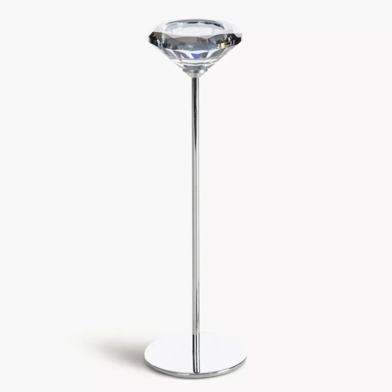 Świecznik dekoracyjny srebrno, grafitowy o szklanej diamentowej formie średnica 8x26 cm ANIKA