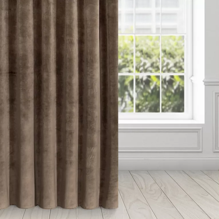 Zasłona brązowa z ekskluzywnego aksamitnego welwetu 290 g/m2 140x270 cm taśma - RIA - Diva Line