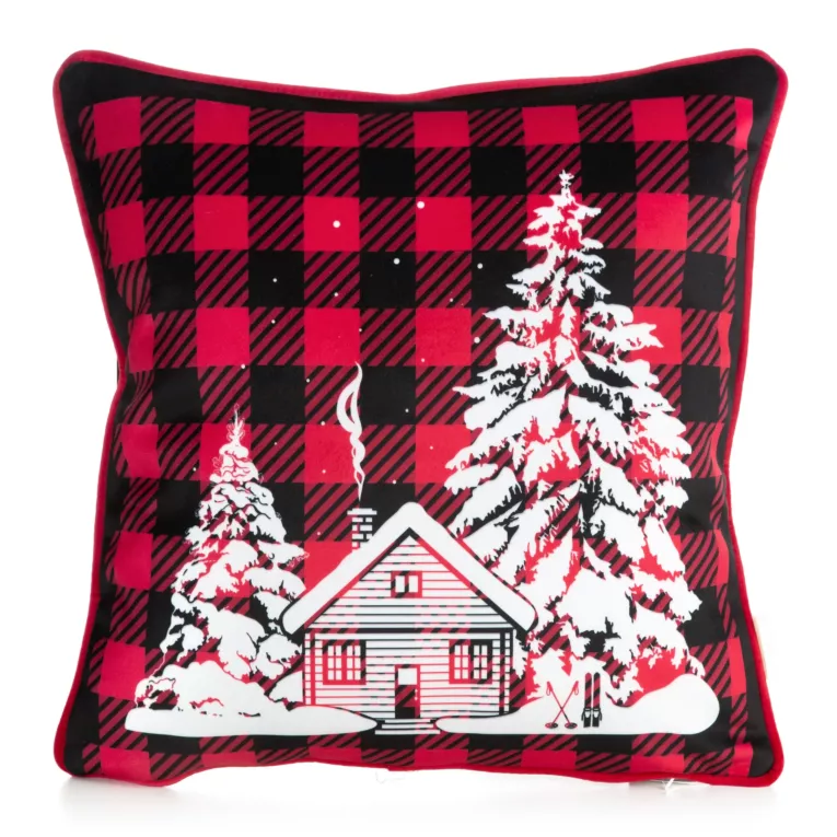 Poszewka RUDOLF z miękkiego welwetu z motywem świątecznym