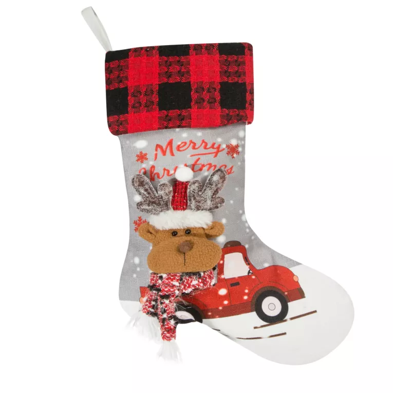 Skarpeta świąteczna RENNE z trójwymiarową aplikacją z reniferem