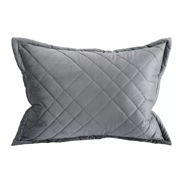 Poszewka na poduszkę 50x70 cm welwetowa, stalowa zdobiona geometrycznymi przeszyciami RIA 6 Eurofirany Premium