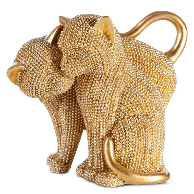 Koty - figurka dekoracyjna ELDO o drobnym strukturalnym wzorze, złota