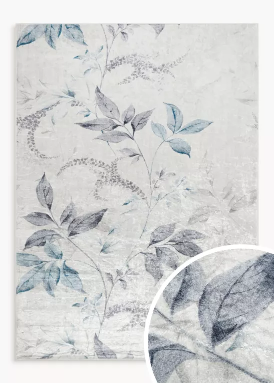 Dywan 80x140 cm kremowo, niebieski zdobiony motywem roślinnym LOTUS 6