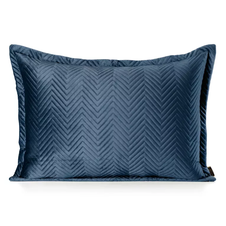 Poszewka na poduszkę 50x70 cm welwetowa, granatowa pikowana w jodełkę metodą hot press SOFIA Eurofirany Premium