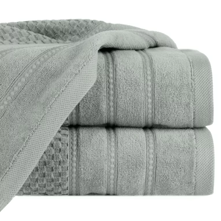 Ręcznik do rąk 30x50 cm bawełniany kolor miętowy z ozdobną bordiurą w paseczki 500 g/m2 ADORE