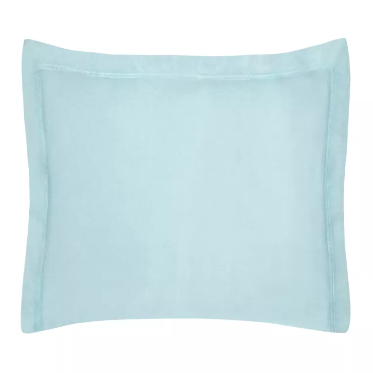 Poszewka na poduszkę 70x80 cm bawełniana błękitna z satynowym połyskiem i ozdobną kantą NOVA COLOUR
