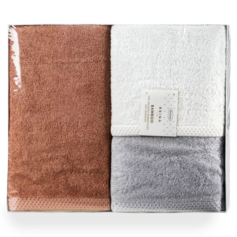 Zestaw ręczników bawełnianych na prezent 3 szt 30x50 cm kolor pudrowy, biały