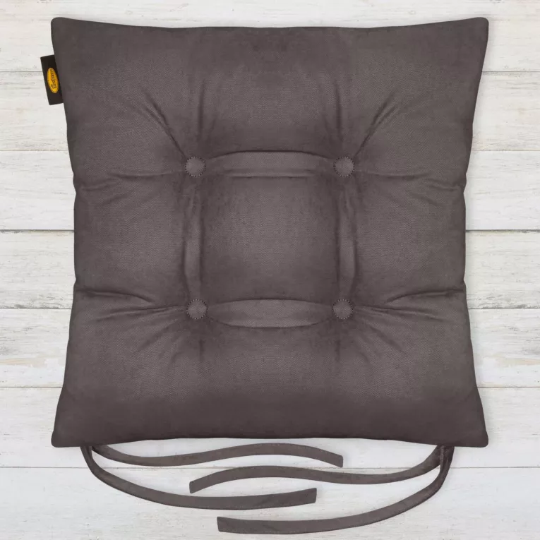 Poduszka na krzesło dwustronna 40 x 40 x 8 cm welurowa ciemnografitowa ADORE