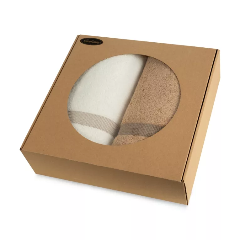 Zestaw ręczników bawełnianych na prezent 2 szt 50x90 cm kolor kremowy, beżowy