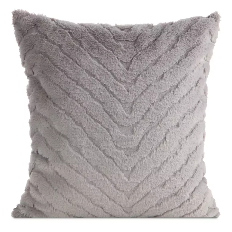 Poszewka na poduszkę 45x45 cm futrzana srebrna zdobiona efektem 3D KATE
