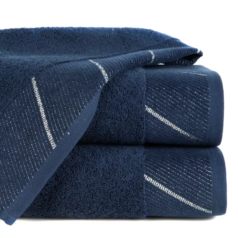 Ręcznik kąpielowy 70x140 cm bawełniany kolor granatowy z błyszczącą bordiurą 485 g/m2 EVITA