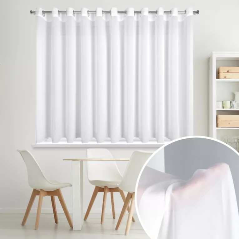 Firana biała matowa z tkaniny szyfonowej 400x160 cm przelotka DEBRA