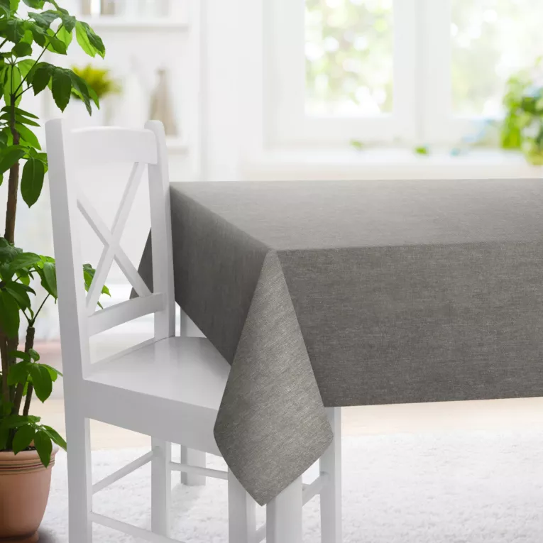 Obrus na wymiar stalowy z miękkiej w dotyku tkaniny szenilowej