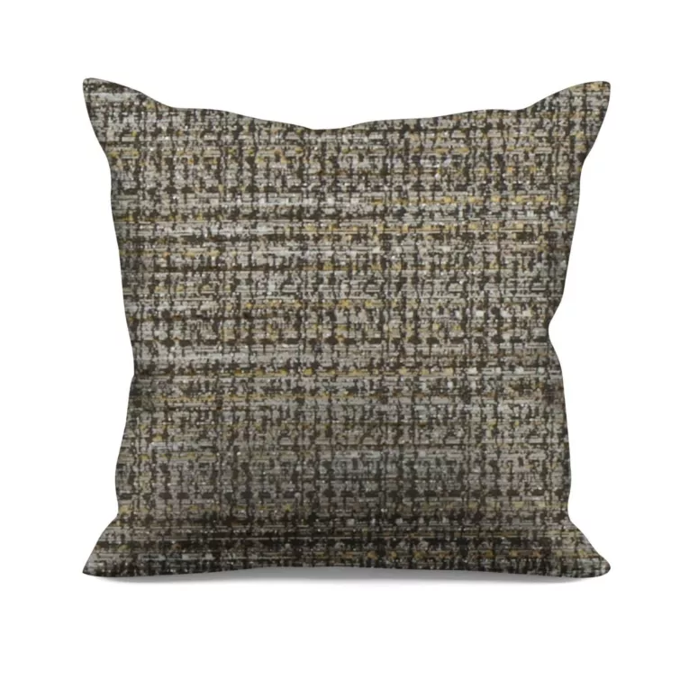 Poszewka szyta grafitowo złota z tkaniny o grubym, naturalnym splocie z połyskiem