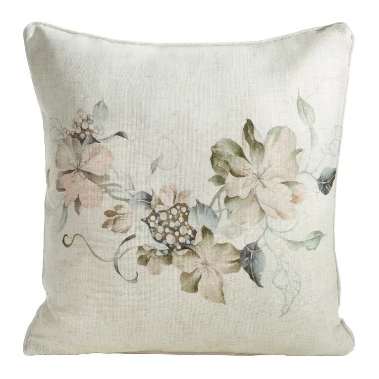 Poszewka na poduszkę 45x45 cm o strukturze lnu z lamówką naturalno, zielona LEN