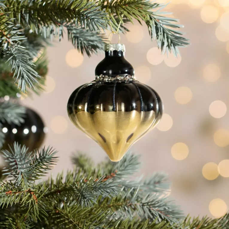 Szklana bombka ręcznie zdobiona z efektem ombre oraz lśniących kryształków