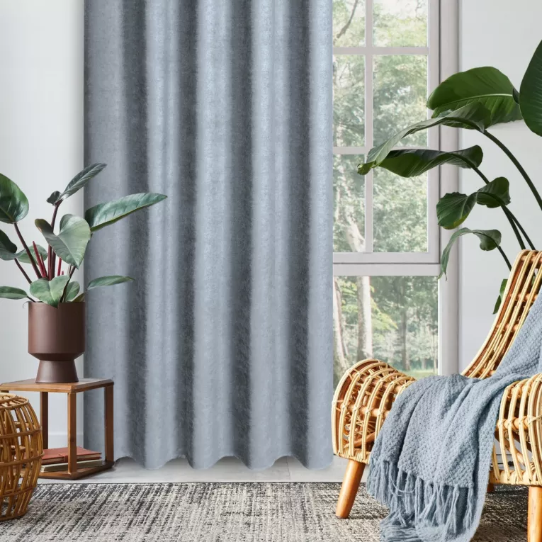 Zasłona niebieska z tkaniny welurowej 420x240 cm tunel Dora