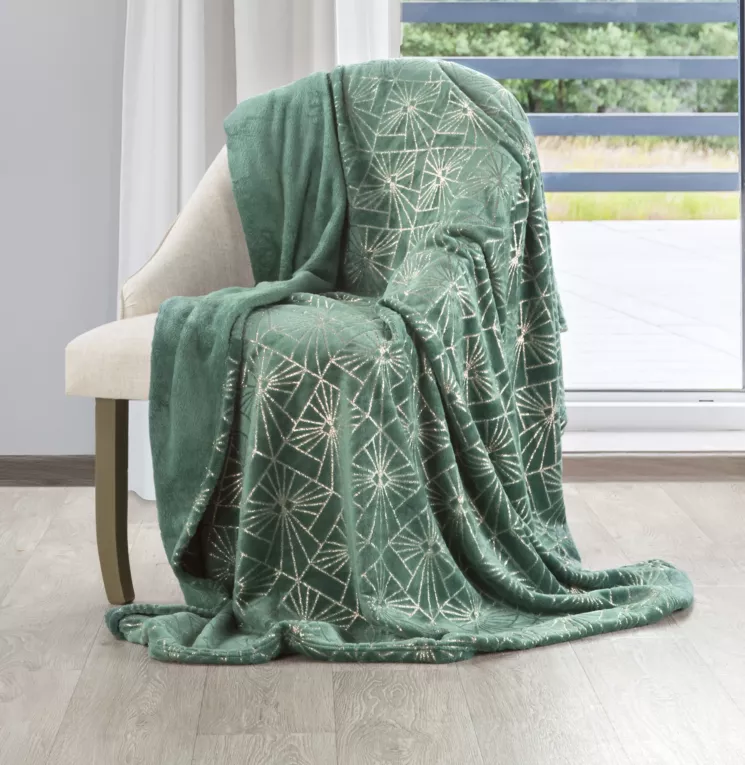 Miękki koc z geometrycznym złotym nadrukiem w stylu art deco