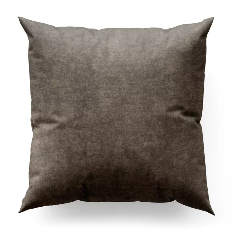 Poszewka szyta jasnobrązowa z miękkiej tkaniny szenilowej typu dimout o naturalnym splocie