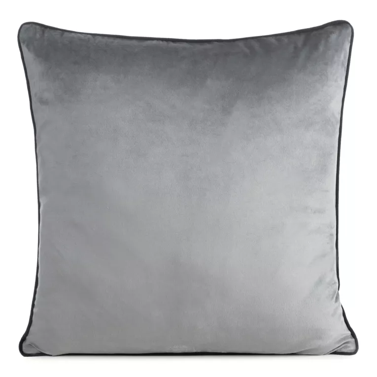 Poszewka na poduszkę 45x45 cm welwetowa kolor grafitowy o delikatnym połysku z ozdobną lamówką GAJA 2