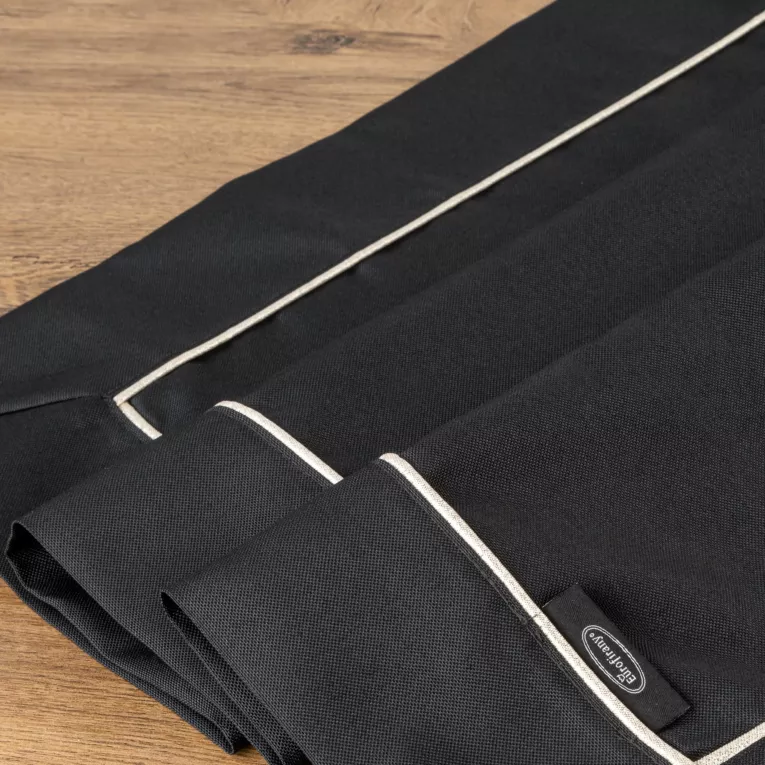 Bieżnik na stół czarny 85x85 cm KARIN z ozdobną listwą oraz złotą wypustką w eleganckim opakowaniu