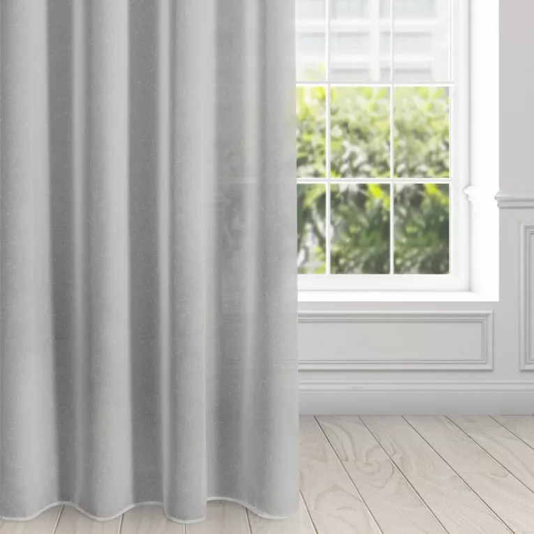 Firana szara z efektem deszczyku półprzezroczysta, matowa 140x250 cm przelotka ANGELA