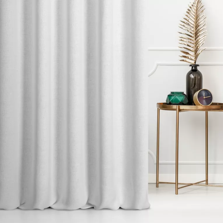 Zasłona szyta na tunelu biała z tkaniny w stylu ekologicznym