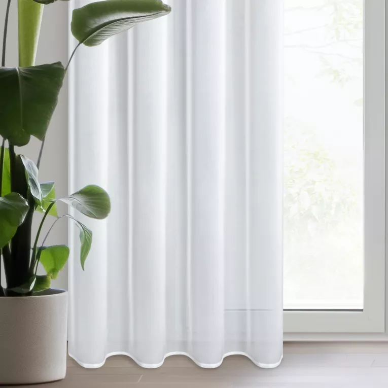 Firana biała z subtelnym wzorem delikatnej kratki 140x270 cm przelotka TINA