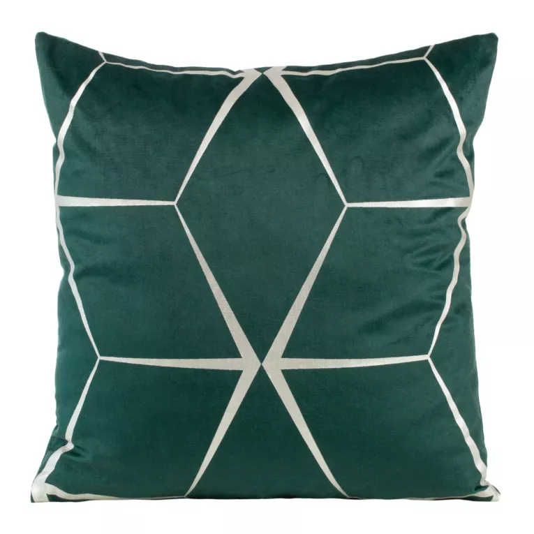 Poszewka na poduszkę 45x45 cm welwetowa ciemnozielona z nadrukiem geometrycznym BLINK 28
