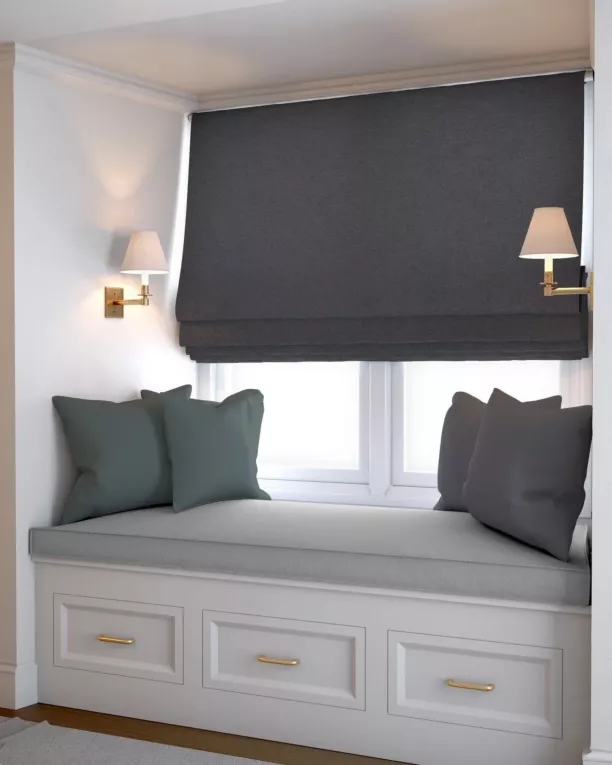 Roleta rzymska stalowa z miękkiej tkaniny o welurowej strukturze