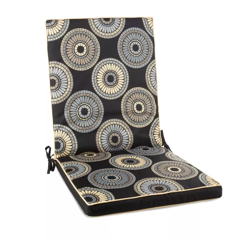 Poduszka na krzesło 42 x 92 x 4 cm czarno, beżowa wodoodporna z motywem mandali GARDEN