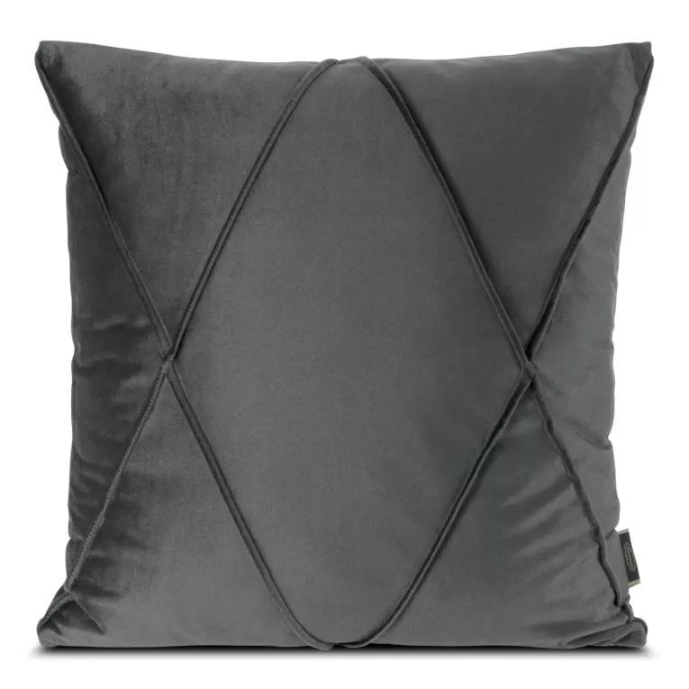 Poszewka na poduszkę 45x45 cm welwetowa stalowa z geometrycznym przeszywanym wzorem NALA 1 Eurofirany Premium