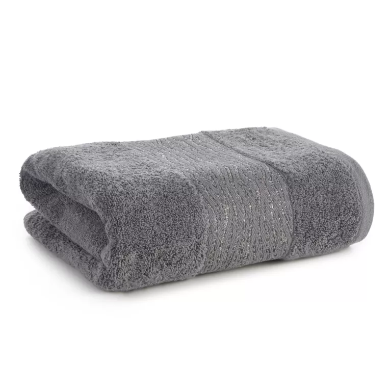 Ręcznik kąpielowy 70x140 cm bawełniany kolor stalowy z błyszącą bordiurą AMBER