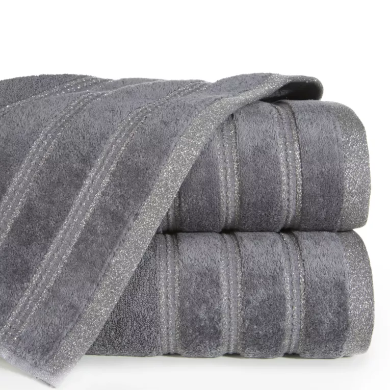 Ręcznik kąpielowy 50x90 cm bawełniany kolor grafitowy z błyszczącą bordiurą 500 g/m2 GLORY 1