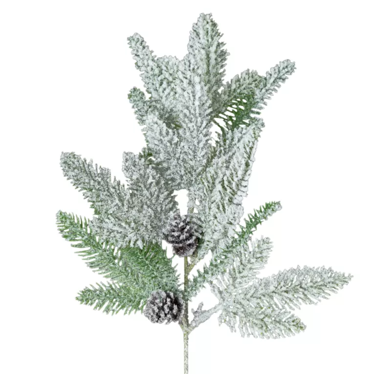 Świąteczna gałązka z szyszkami i efektem szronu