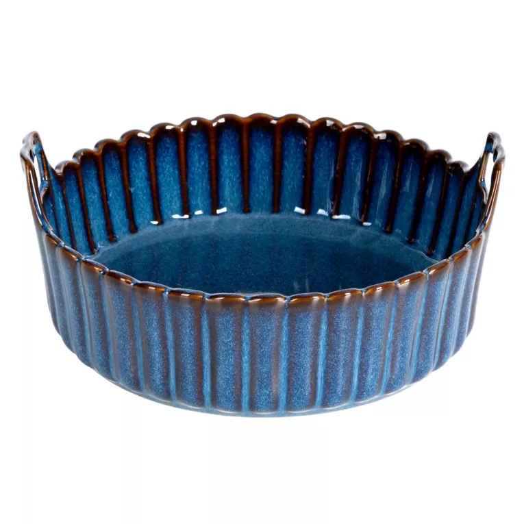 Granatowa patera dekoracyjna AVRIL 2 zdobiona przecieranym wzorem