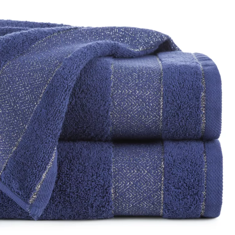 Ręcznik do rąk 30x50 cm bawełniany kolor granatowy z ozdobną bordiurą 500 g/m2 NESSY