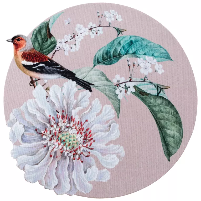 Podkładka na stół ciemnobeżowo, zielona 33x33 cm SUMMER 5 z nadrukowanym motywem roślinno-zwierzęcym