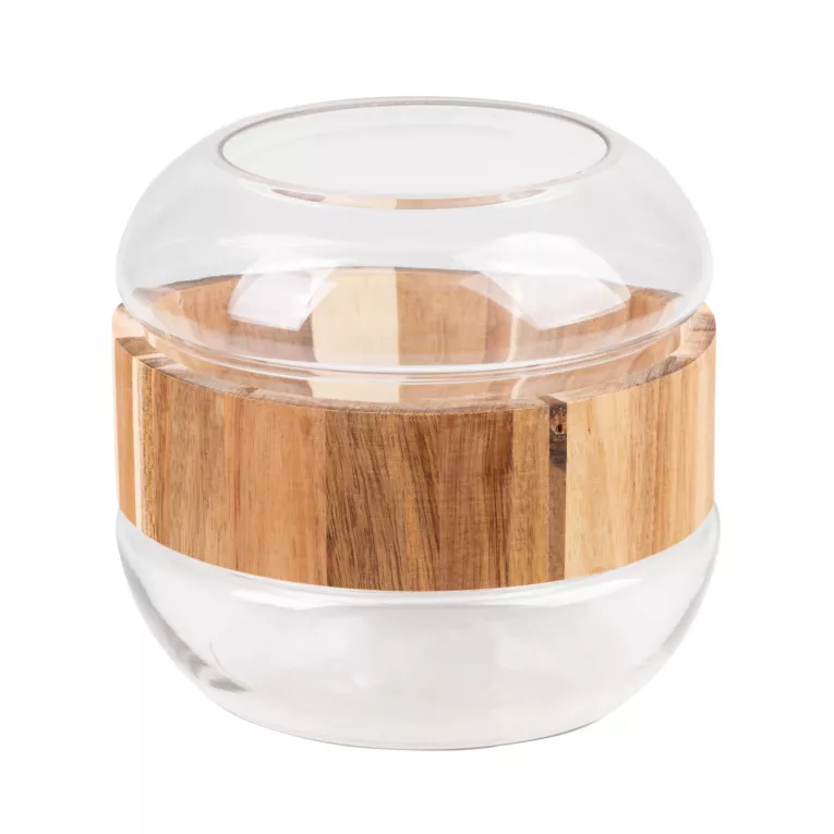 Wazon dekoracyjny GRACE ze szkła i drewna