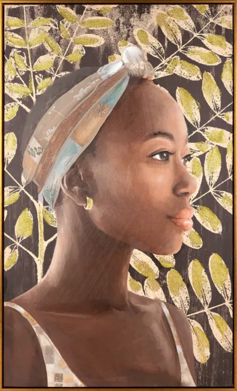 Obraz BELLE 6 portret kobiety ręcznie malowany na płótnie w złotej ramce