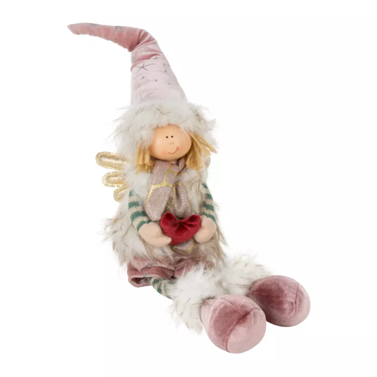 Figurka świąteczna DOLL elf w zimowym stroju z miękkich tkanin