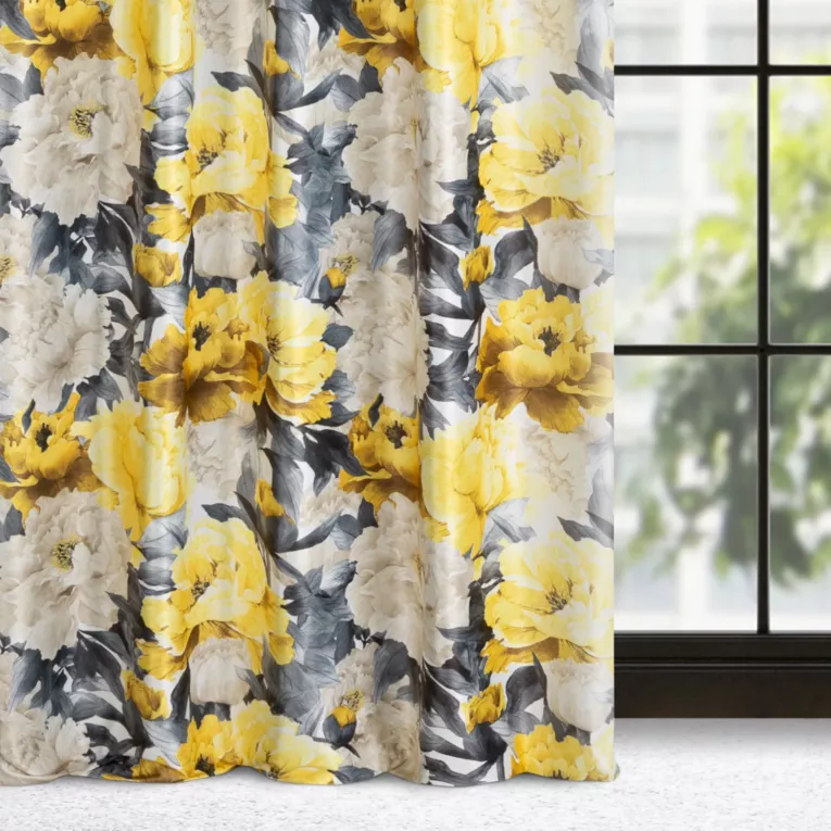 Zasłona VENICE z miękiego welwetu z malarskim kwiatowym nadrukiem